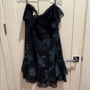 Floral Off-Shoulder Black Dress